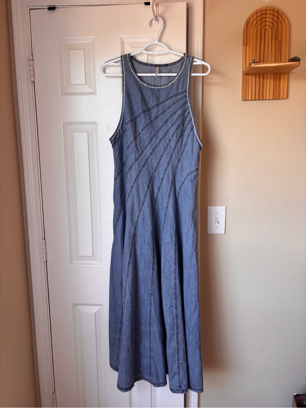 Sleeveless Free People 100% cotton Denim Midi Dress - Blue